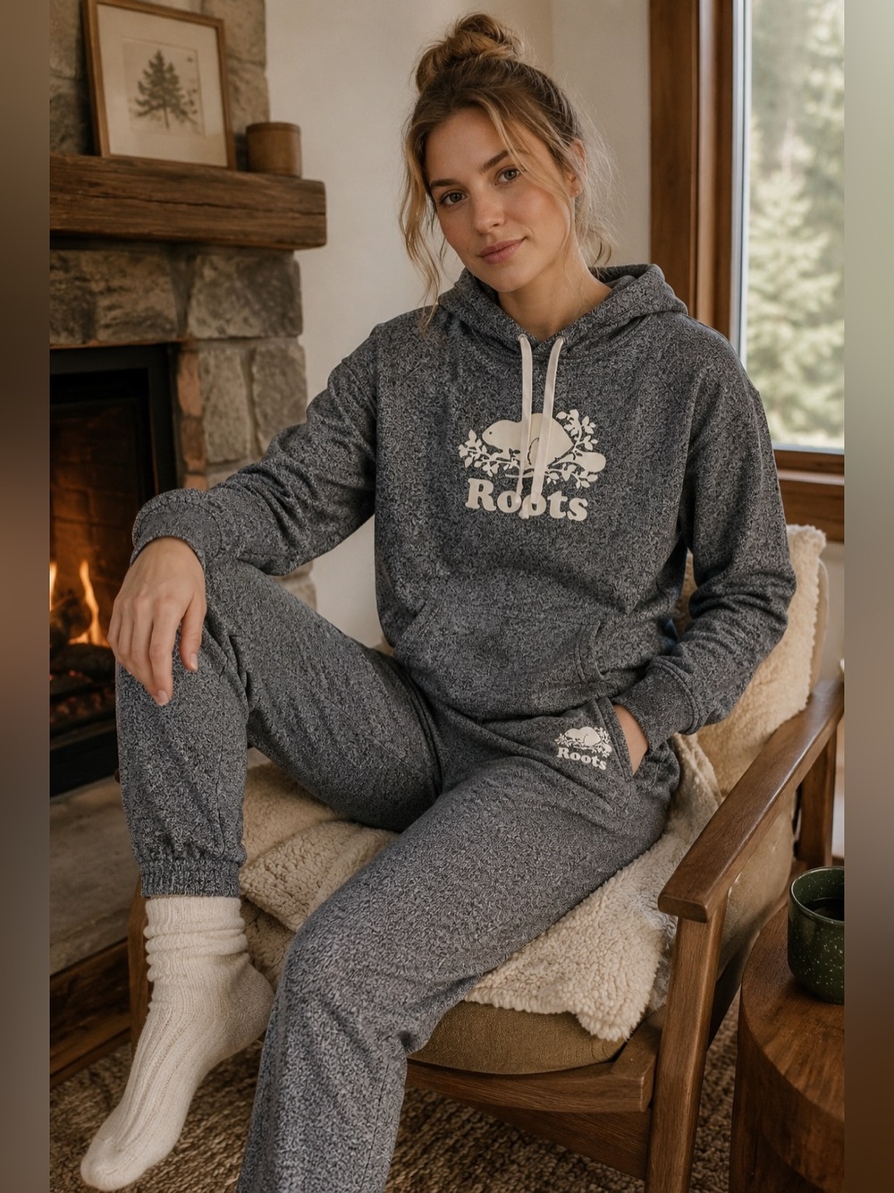 Roots women’s Gray Hoodie & Sweatpants Set